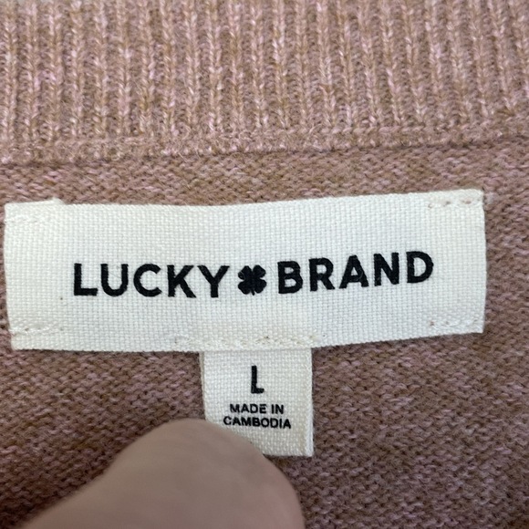 Lucky Brand Women's L V-Neck Sweater Pink Polyester Blend e0917 - Picture 2 of 6